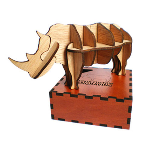 Wooden rhino 3D puzzle – handcrafted by local product manufacturer and supplied to wholesalers for décor or gifting
