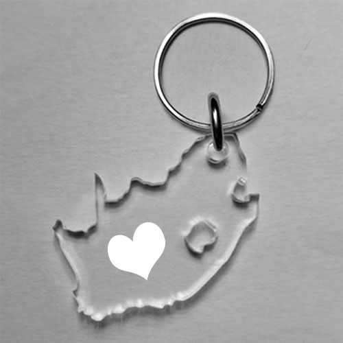 Heart-accented South Africa wine glass charm in acrylic – custom drink marker by Wildcrafts