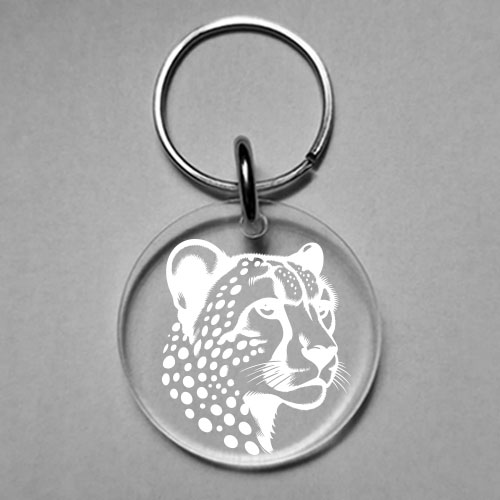 Wine glass charm with engraved leopard design – custom product made by artisan manufacturer for events and wholesalers